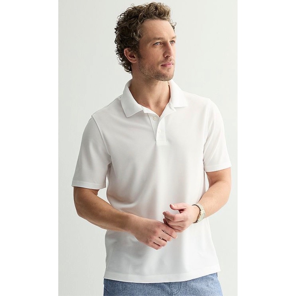 Croft & Barrow Mens Solid‎ Polo Shirt Modern White XL Short Sleeve Classic